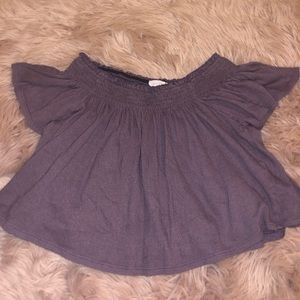 purple off the shoulder top